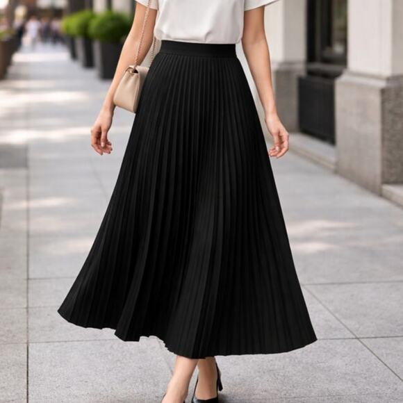 Eileen Fisher Dresses & Skirts - Eileen Fisher NWT Woven Wool Silk Pleated A-Line Midi Maxi Skirt Black Size 1X